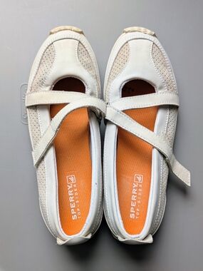 Sperry Topsider Women's Cream Mary Jane Flat with Orange Insole